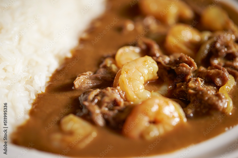 Shrimp and Beef Curry on a Plate Shrimp and Beef Curry on a Plate