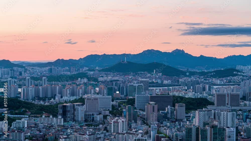 Timelapse 4k Day to night cityscape and Capital of South Korea and viewpoint of Namsan Seoul Tower popular tourist attractions in South Korea. Timelapse 4k Day to night cityscape and Capital of South Korea and viewpoint of Namsan Seoul Tower popular tourist attractions in South Korea.