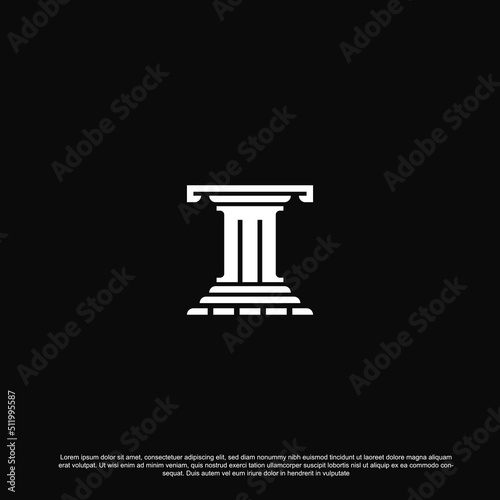 pillar flat logo template, law justice logo icon, building construction architecture logo