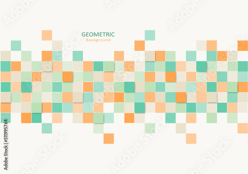 Geometric abstract background. Design elements with pastel colors and square shapes patterns. Vector Illustration.