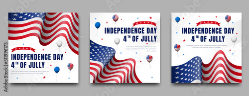 Obraz na plátne Fourth of July independence day United States America square banner design