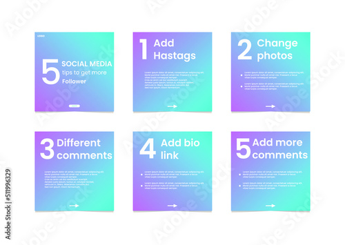 Social media post template with cool topographic design elements and trendy colors.
