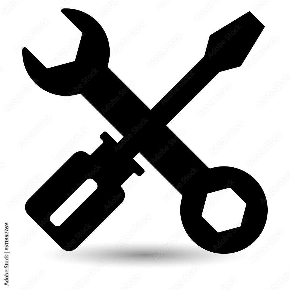 Screwdriver, wrench icon isolated on a white background. Screwdriver, wrench icon isolated on a white background.