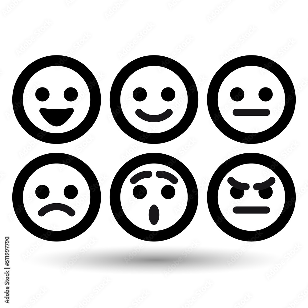 Emoji emoticon icon for service feedback, isolated on a white background. Emoji emoticon icon for service feedback, isolated on a white background.