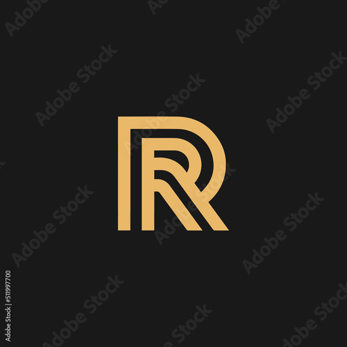 Outline letter R logo design vector photo