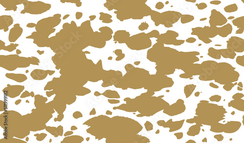 Cow skin in brown and white spotted, seamless pattern, animal texture. Vector background
