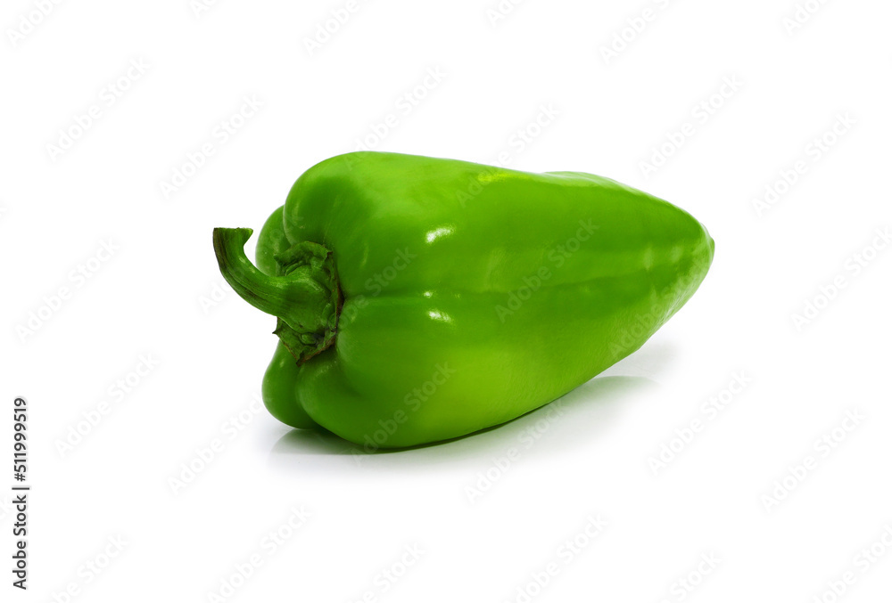 Green bell pepper of swallow cultivar isolated on white background Green bell pepper of swallow cultivar isolated on white background