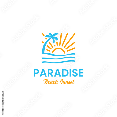 Beach summer logo design, monoline logo