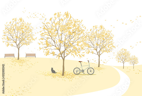 晩秋の公園のイラスト