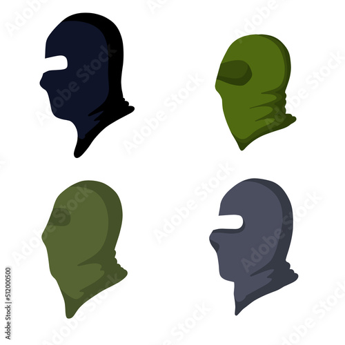 Balaclava for disguise. Protective mask of military and a robber. Soldier Head flat icon