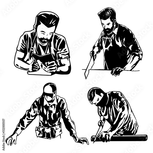 carpenter illustration logo icon design vector