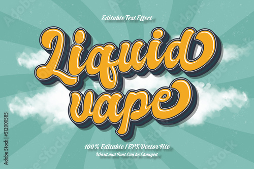 Liquid Vape text effect editable 3D vintage style