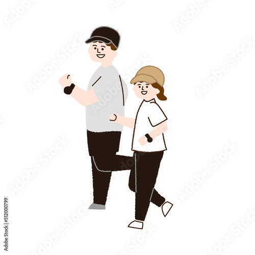 運動する男女