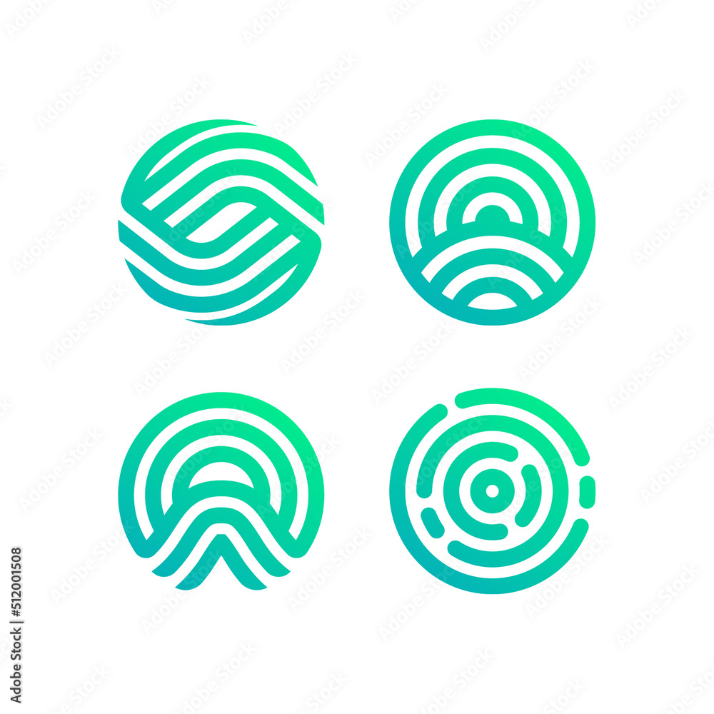 Modern circle monoline logo set Modern circle monoline logo set