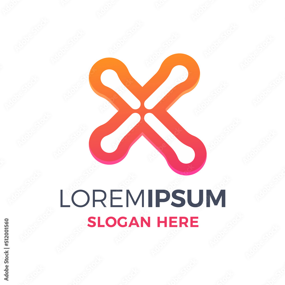 Modern letter x technology monoline logo Modern letter x technology monoline logo