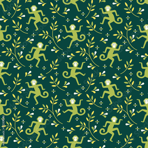 fun monkey seamless pattern
