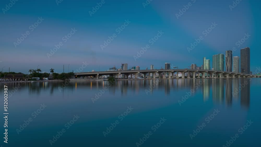 Downtown Miami and Venetian way night to day time lapse Downtown Miami and Venetian way night to day time lapse