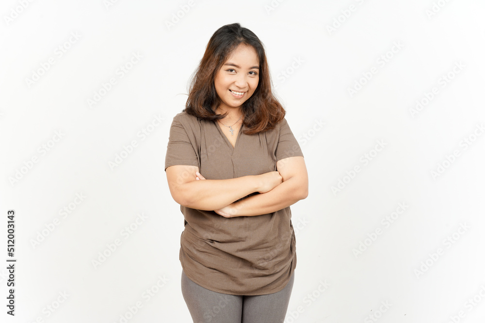 Obraz premium Folding arms and Smile to camera of Beautiful Asian Woman Isolated On White Background