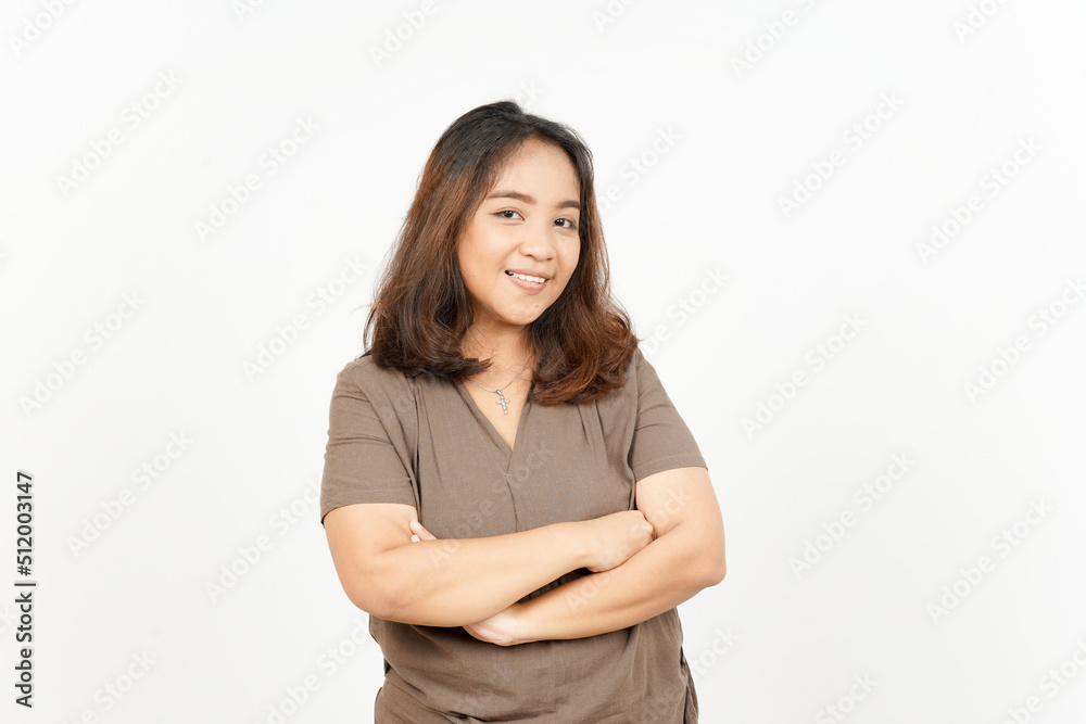 Folding arms and Smile to camera of Beautiful Asian Woman Isolated On White Background Folding arms and Smile to camera of Beautiful Asian Woman Isolated On White Background