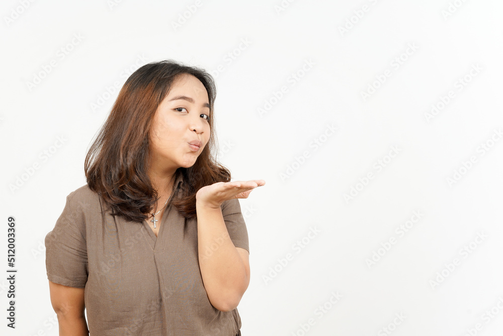 Blowing kiss gesture of Beautiful Asian Woman Isolated On White Background Blowing kiss gesture of Beautiful Asian Woman Isolated On White Background