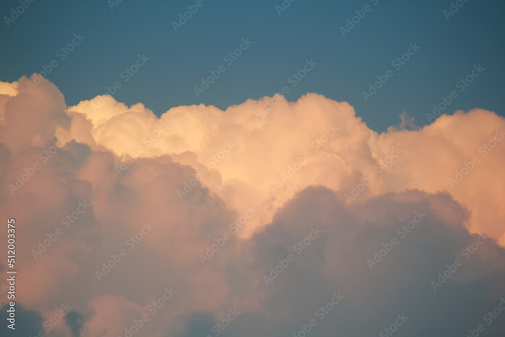 Blue Sky and white and pink Cloudscape sunset time Natural View beautiful Blue Sky and white and pink Cloudscape sunset time Natural View beautiful