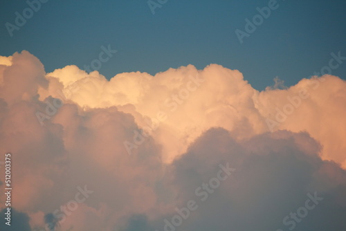 Blue Sky and white and pink Cloudscape sunset time Natural View beautiful 