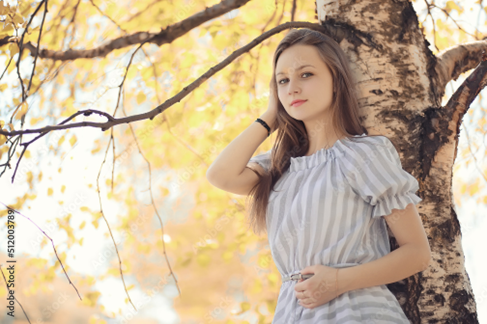 Young girl on a walk in the autumn Young girl on a walk in the autumn