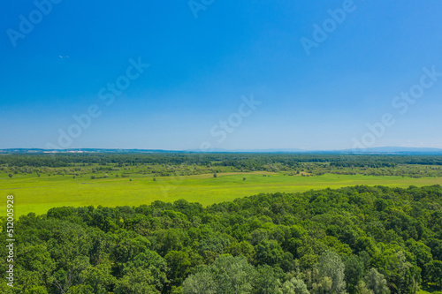 Coutryside landscape in nature park Lonjsko polje, Croatia, aerial view