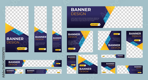 Abstract banner design web template Set, Horizontal header web banner. Modern Gradient Blue cover header background for website design, Social Media Cover ads banner, flyer, invitation card