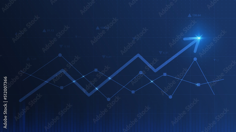 Graph chart with moving up arrow stock market financial investment ...