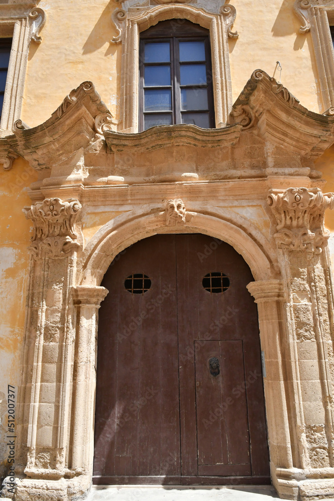 The door in an of house in Gallipoli, an old village in the province of Lecce in Italy.