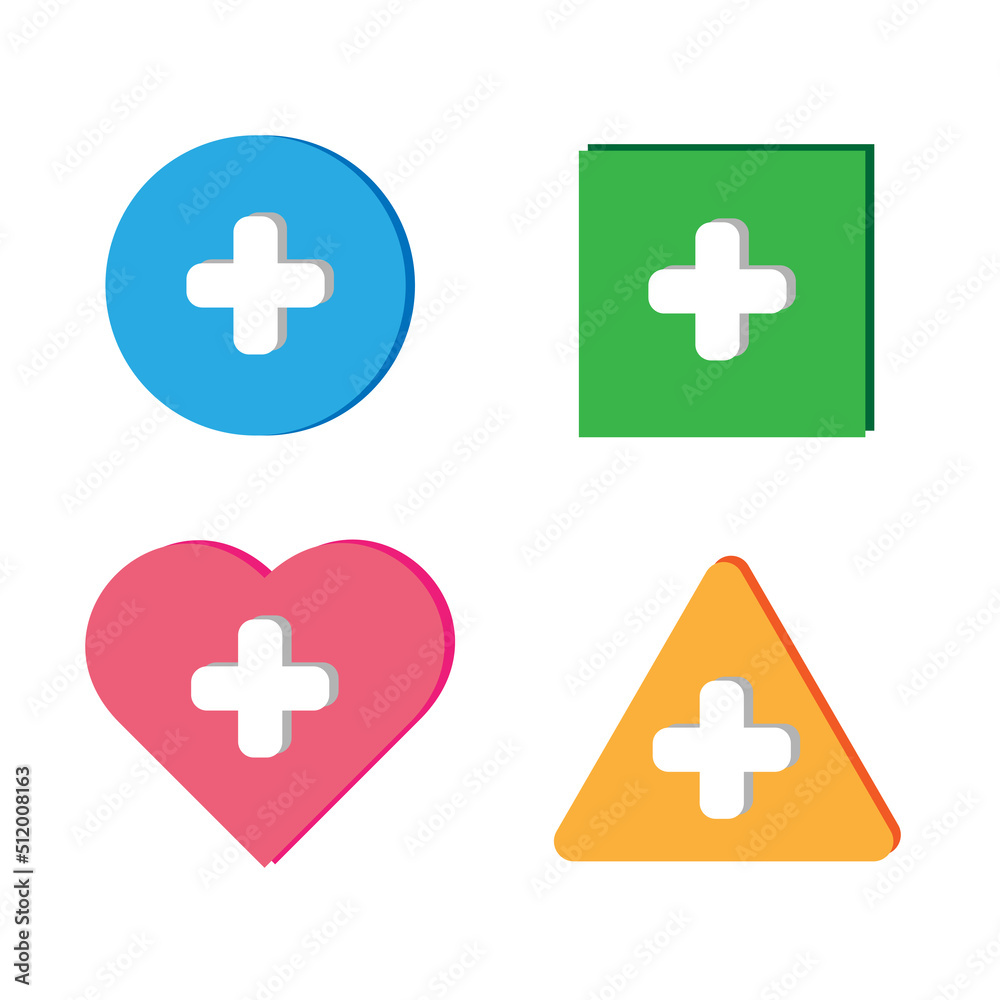 Set of various shape with plus sign vector illustration Set of various shape with plus sign vector illustration