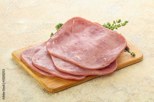 Sliced Beef Ham over board