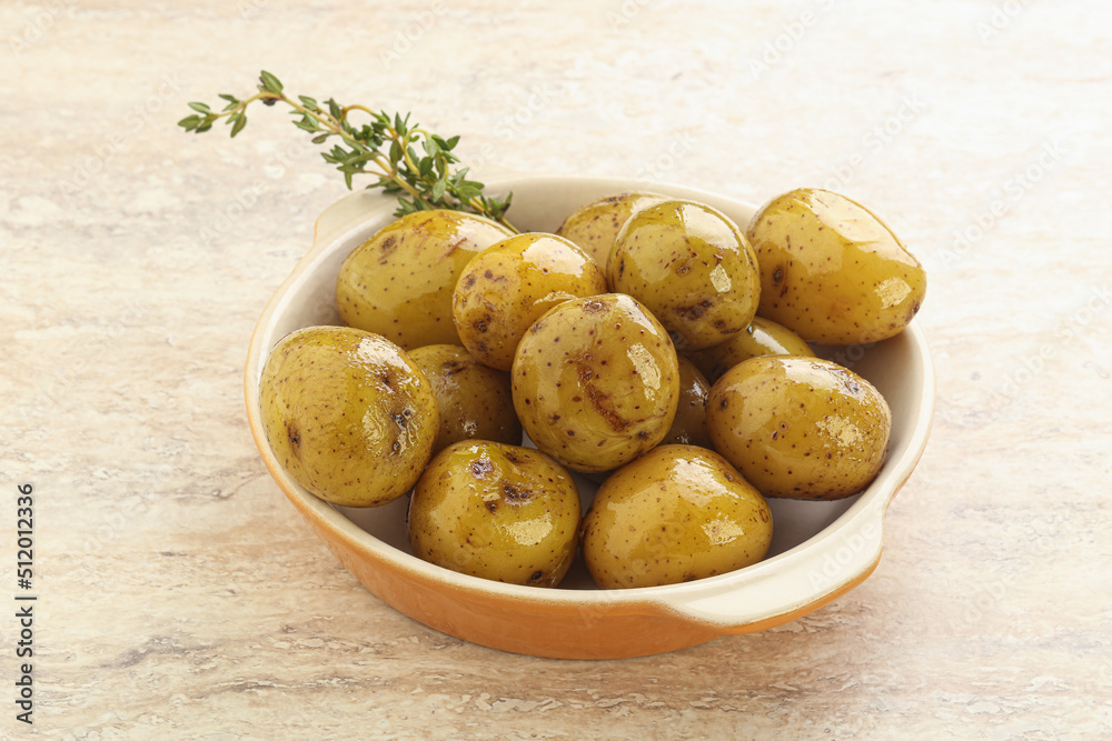 Boiled baby potato in the bowl Boiled baby potato in the bowl