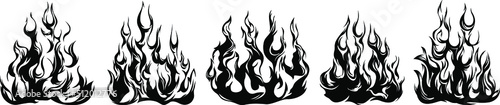Fire flames isolated on white background. Tribal tattoo design.