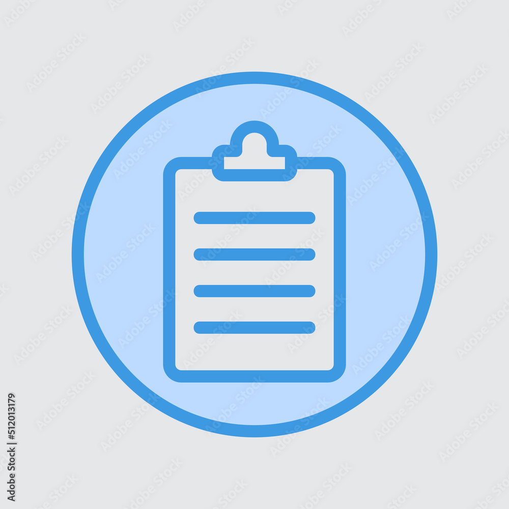 Note icon in blue style about user interface, use for website mobile app presentation Note icon in blue style about user interface, use for website mobile app presentation