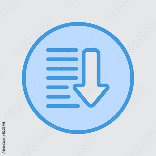 Slika na platnu Descending icon in blue style about user interface, use for website mobile app p