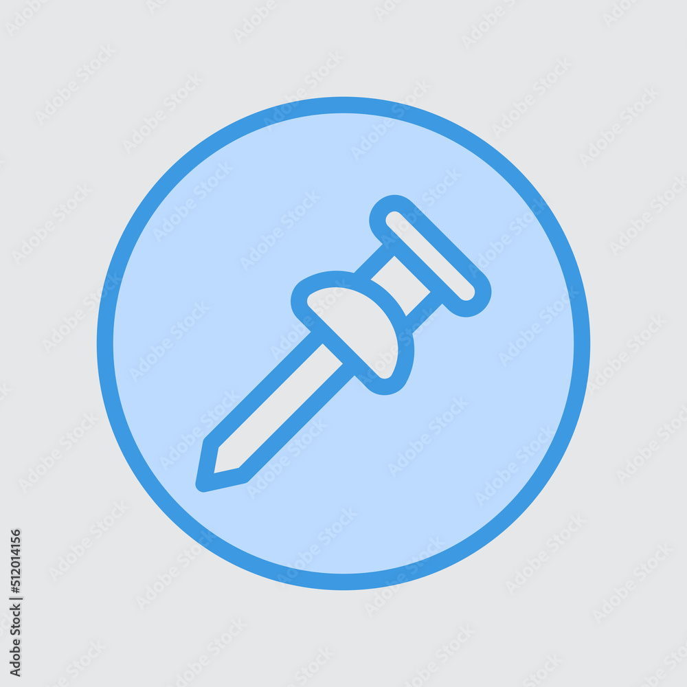 Pushpin icon in blue style about user interface, use for website mobile app presentation Pushpin icon in blue style about user interface, use for website mobile app presentation