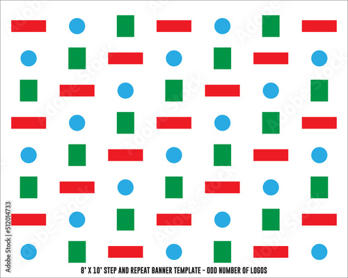 8ft x 10ft Step and Repeat Banner Template - Designed for an Odd Number of Logos | Photo Op Banner for Events