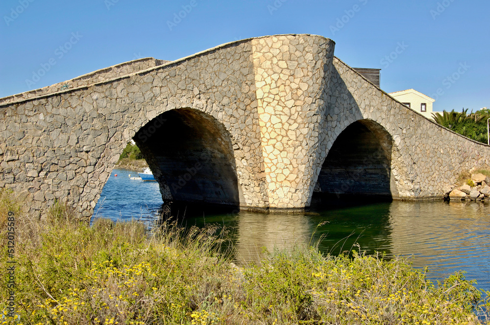 Romanesque stone bridge at Mar Menor, Murcia - Spain