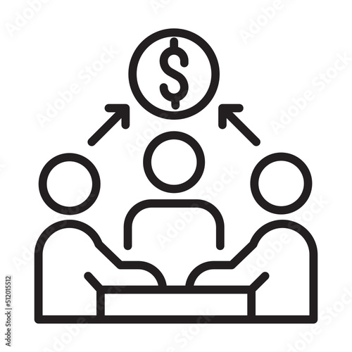 Partners, investors, businessmen linear icon. Company meeting, conference. Thin line illustration. Friends, colleagues, coworkers icon vector