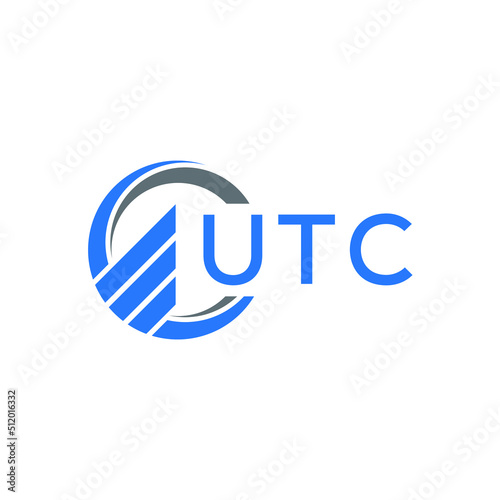 UTC Flat accounting logo design on white background. UTC creative initials Growth graph letter logo concept. UTC business finance logo design.
 photo