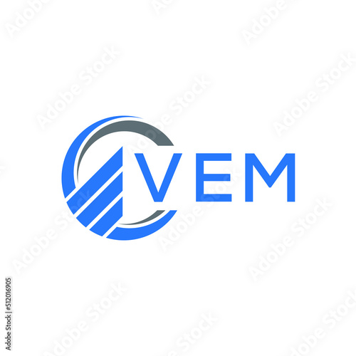 VEM Flat accounting logo design on white background. VEM creative initials Growth graph letter logo concept. VEM business finance logo design.
