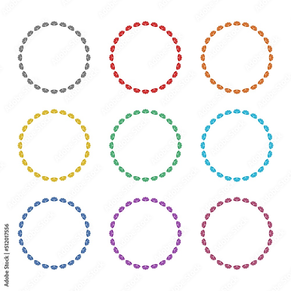 Lotus circle frame icon isolated on white background. Set icons colorful Lotus circle frame icon isolated on white background. Set icons colorful