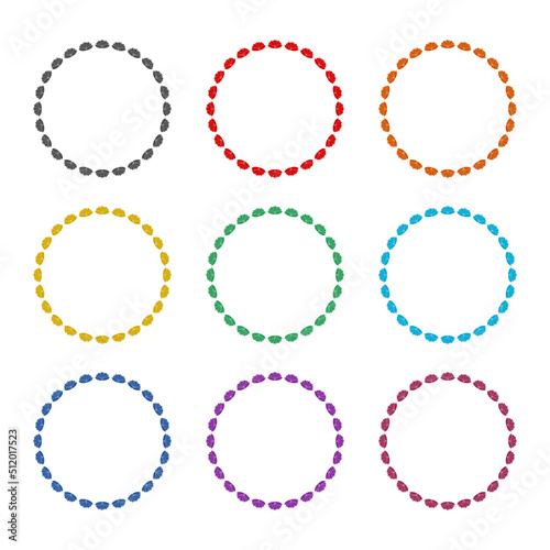 Lotus circle frame icon isolated on white background. Set icons colorful
