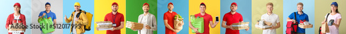 Set of couriers of food del...