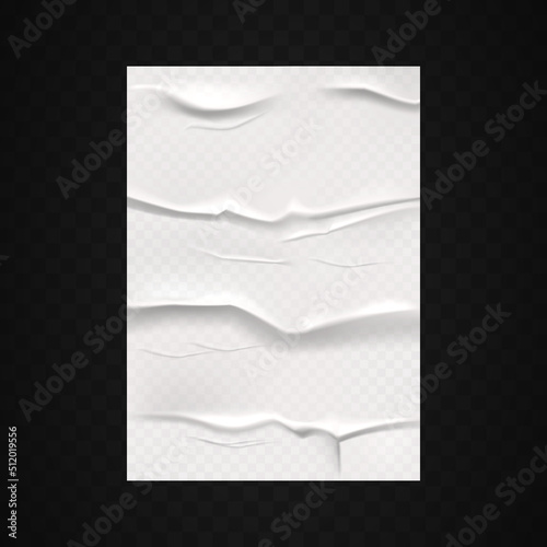 Paper wet effect, white glued paper or foil poster