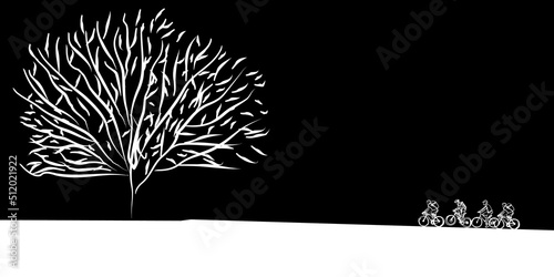 Cycling in the forest vector iillustration