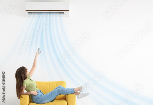 Young woman switching on ai...