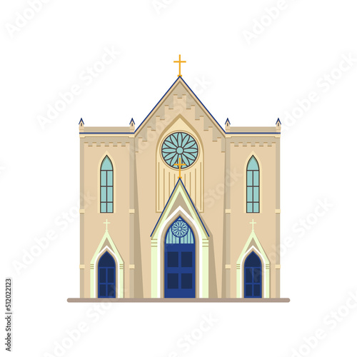 Ancient church or temple, vector icon or clipart.